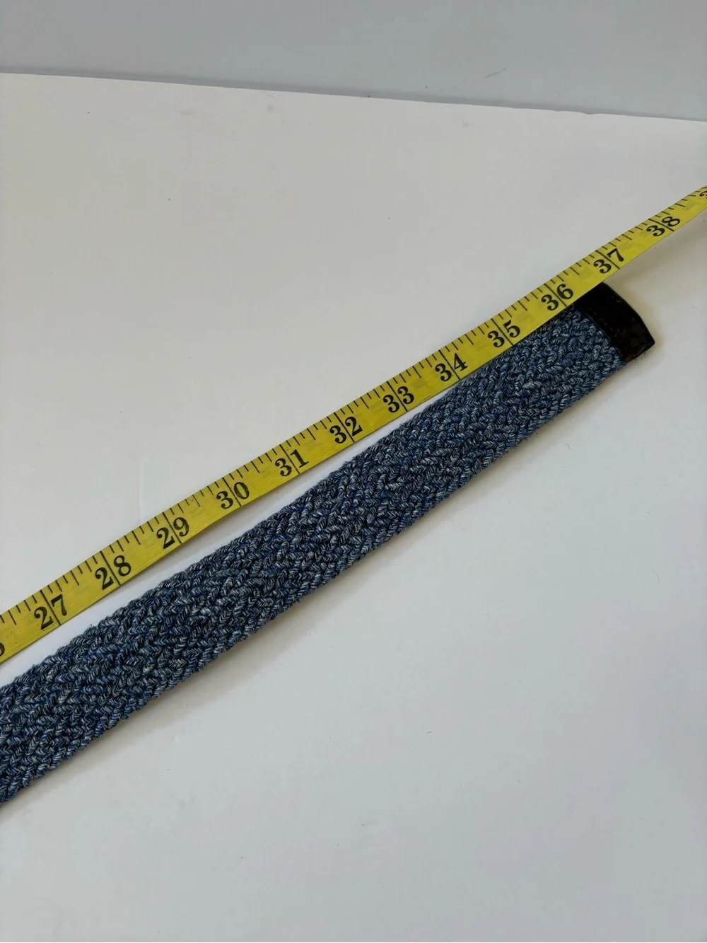 Tommy Bahama Stretch Webbed Belt Blue Leather Trim S Boat Preppy Resort Cruise
